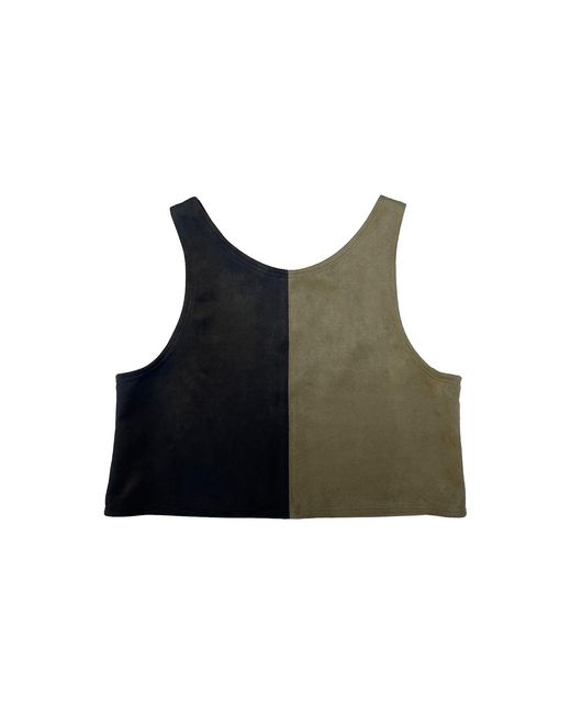 By Noa Rawitz Green Ultra Suede Sleeveless Color Blocked Top- And
