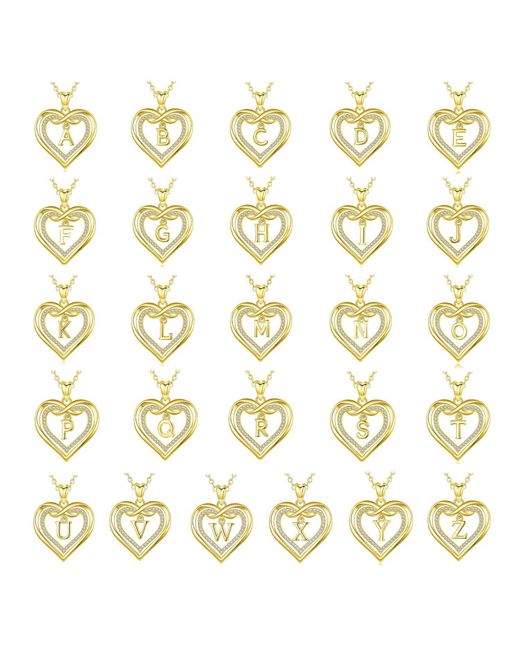 Harfi Metallic Statement Love Heart Initial Necklace Plated Charm Necklace