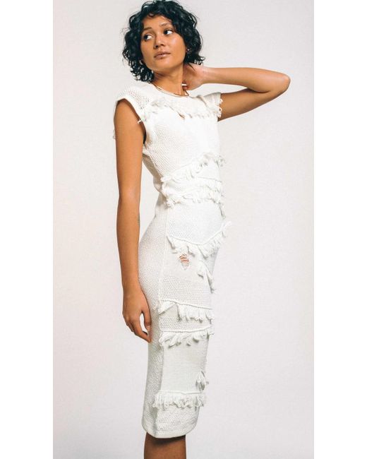 Fully Fashioning White Halle Layered Midi Dress