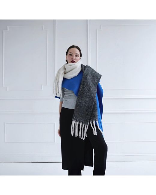 London Atelier Byproduct Gray Wool Blend Two Tone Large Shawl