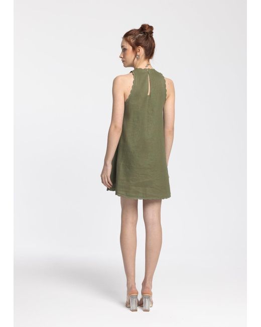 Monlicia Green Calia Mini Linen Dress
