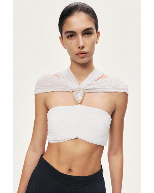 Nocturne White Strapless Draped Bustier Top
