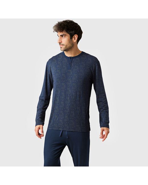 Zd - Zero Defects Blue Long Modal Pyjamas Luxury for men