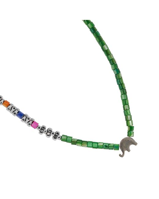 Ebru Jewelry Metallic Sterling Silver Elephant Green Choker Necklace