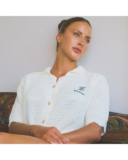 Shooni White Crochet Oversized Shirt