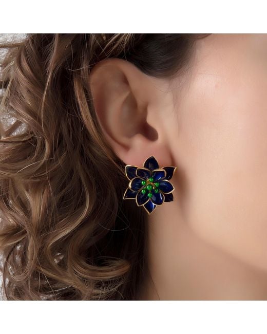 Milou Jewelry Black Lotus Flower Earrings