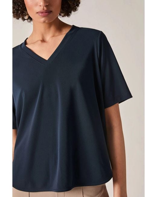 James Lakeland Blue Jersey V-Neck Top