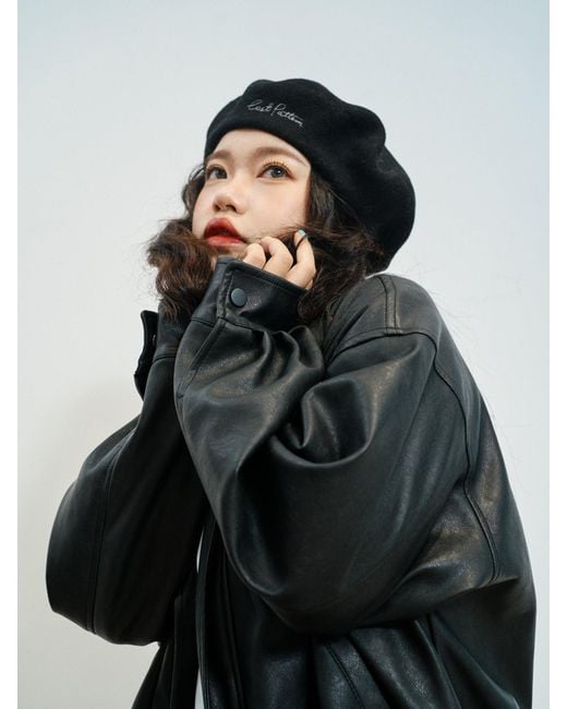 Lost Pattern Black Bon Chic Wool Beret
