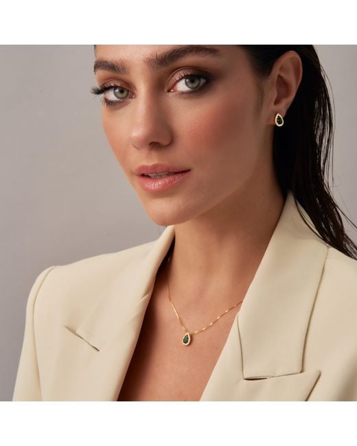 Shabella Nyc Metallic Starlight Emerald Tear Necklace