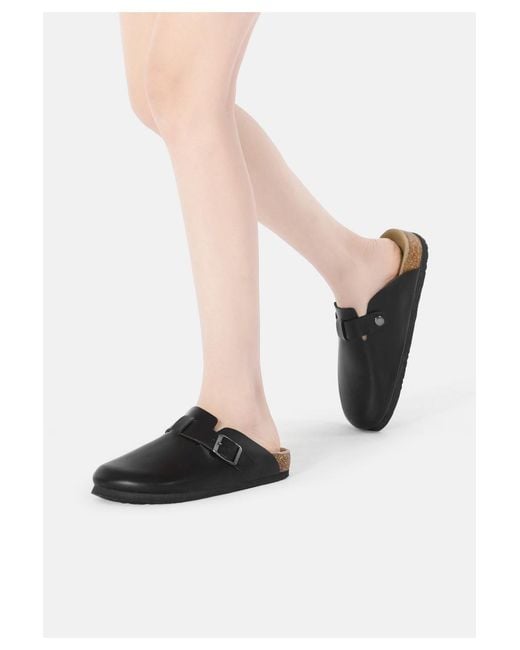 EverAu Australia Black Pintail Leather Comfort Clog Sandals