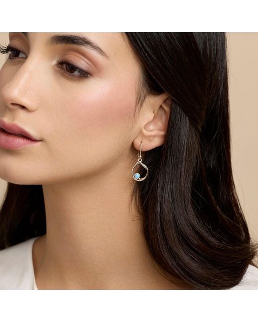 Isla Silver Blue Handmade Circular Fire Opal Earrings