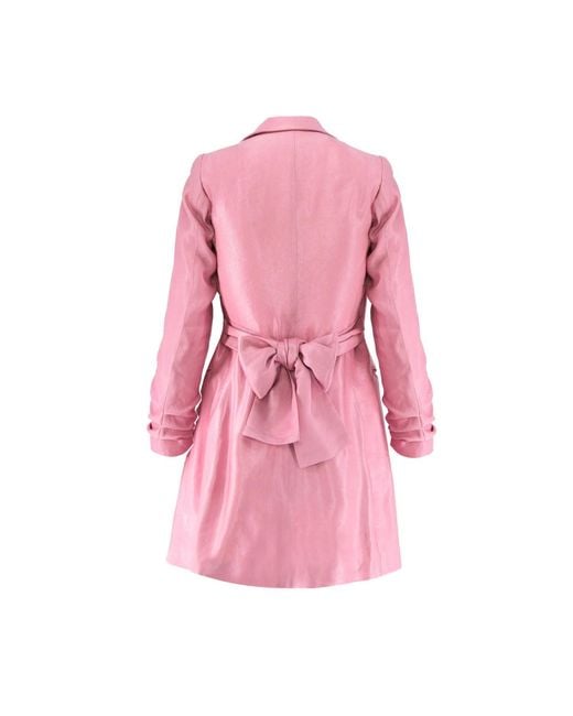 AVENUE No.29 Pink Metallized Linen Blazer Dress With Bow