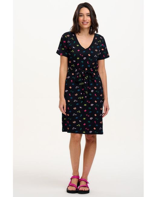 Sugarhill Black Joelle V-Neck Jersey Mini Dress, Multi, Underwater