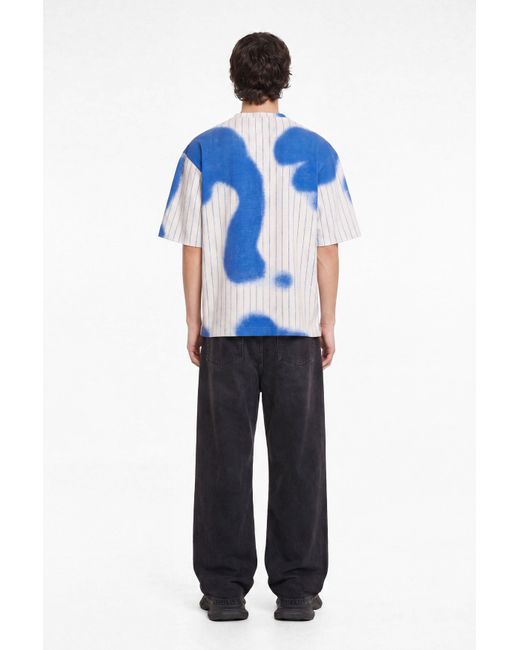 mysimplicated Blue Spray Stripes Oversized T-Shirt for men