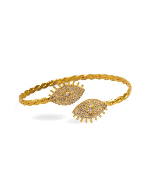 Ebru Jewelry Metallic Guardian'S Gaze Diamond & Cuff Bracelet