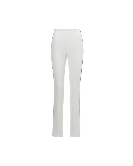 Nissa White Embellished High-Waisted Pants