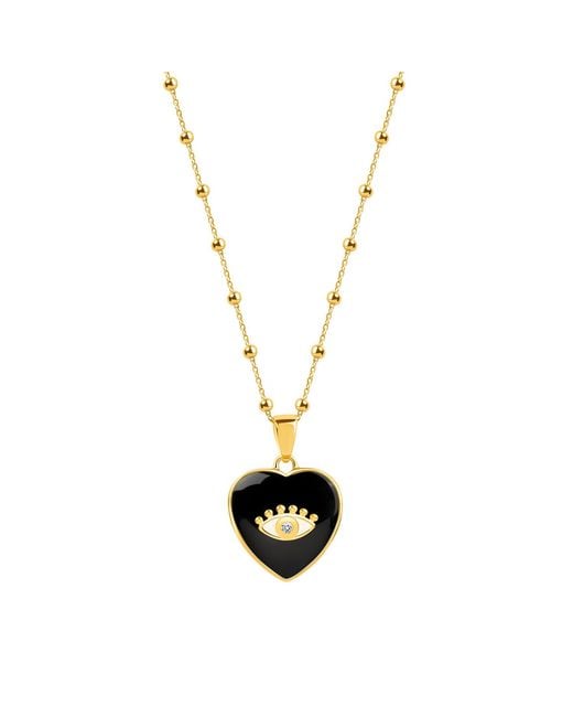 Karma and Luck Metallic Onyx Heart Evil Eye Necklace – Love & Protection Jewelry – Grounded