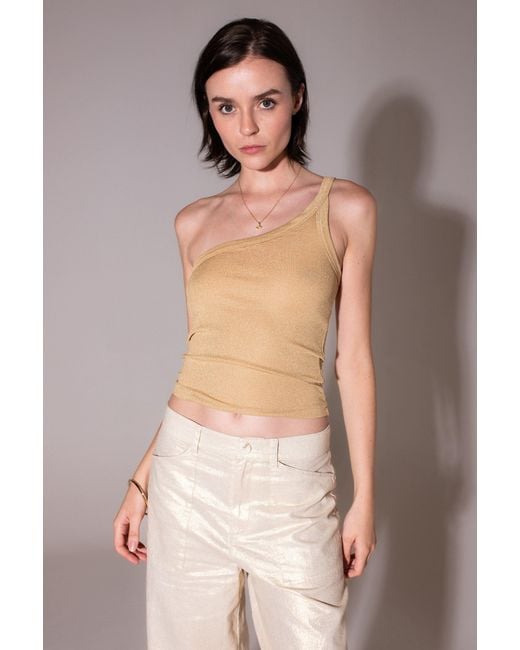 Vænn Brown Rose Metallic One Shoulder Tank
