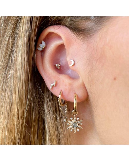 Zohreh Metallic Limited Edition Diamond & Labradorite Star Hoop Earrings 9K