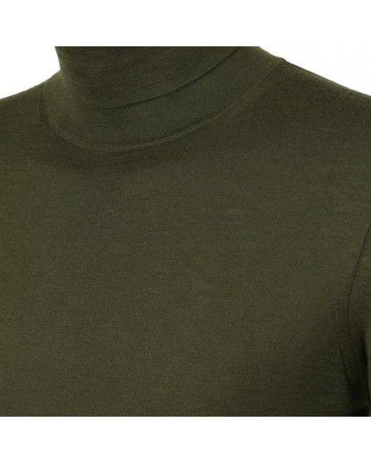 DAVID WEJ Green Dixon Light Wool Roll Neck Jumper – for men