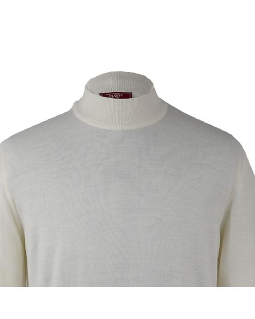 DAVID WEJ Gray Neutrals Dennis Wool Mock Turtle Neck Jumper for men