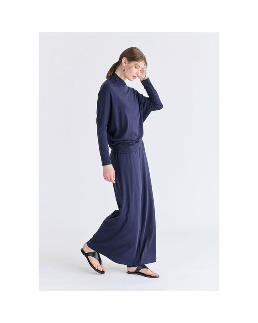 Paisie Blue Asymmetric Draped Lyocell Jersey Top