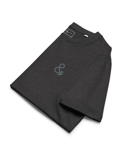 Anchor and Crew Black Heather Just Drift. Seeker Organic Cotton T-Shirt