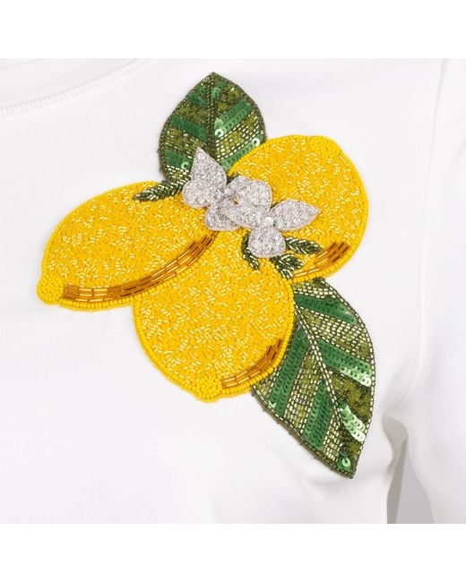 House of Laines London White Laines Couture Embellished La Dolce Vita Lemons T-Shirt