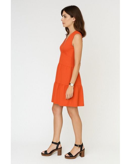 Conquista Orange Paprika Sleeveless V-Neck Jersey Dress