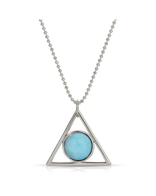 Glamrocks Jewelry Blue Two Faced Double Sided Necklace- Larimar, Moonstone
