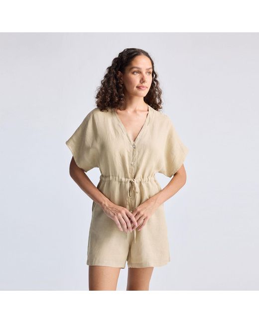REISTOR Natural Neutrals V Neck Drawstring Romper
