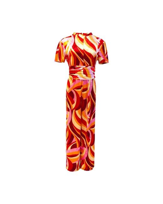 Julia Clancey Red Lydia Velour Jumpsuit Set