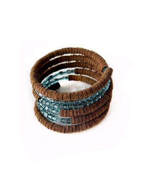 WAIWAI Multicolor Suede Spiral Beaded Cuff