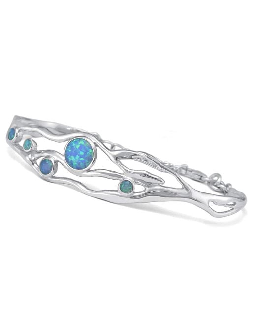 Isla Silver Blue Handmade Fire Opal Bracelet