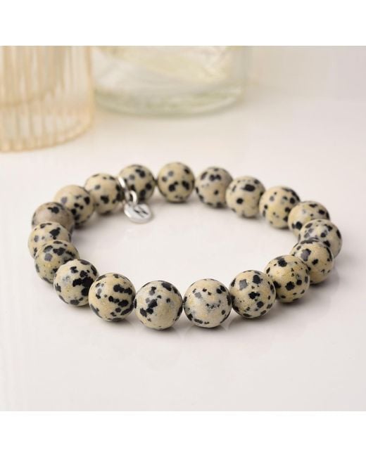 Nellou Jewellery Metallic Affinity Dalmatian Jasper Gemstone Bracelet for men
