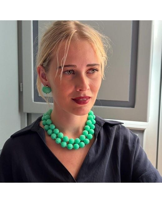 Michael Nash Jewelry Green Luisa Carved Jade And Onyx Resin Omega Pierced Earrings