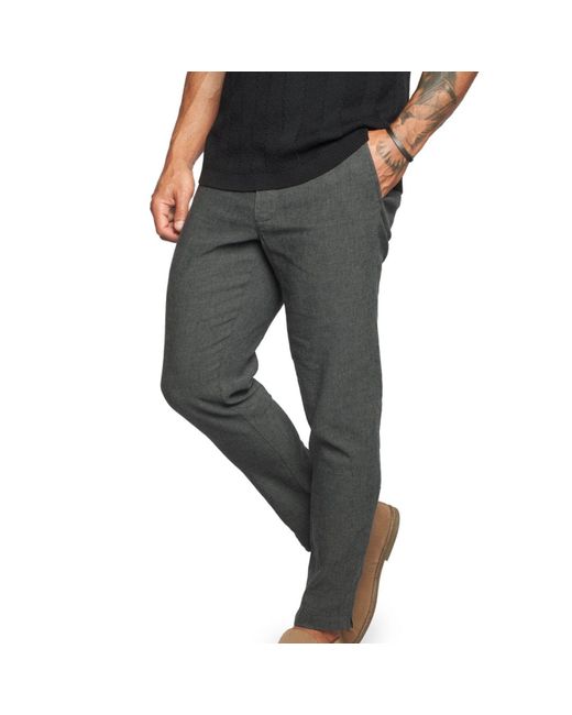 Weston Jon Boucher Gray Havana Comfort Linen Slim Pants for men