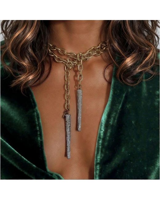 Persia Dona Jewelry Metallic Double Spikes Necklace