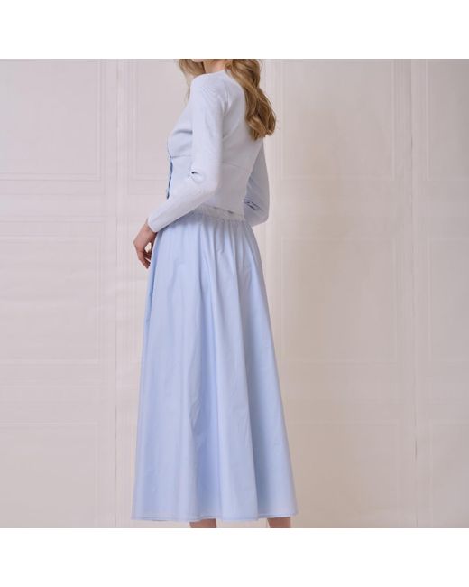 Roch Perel Blue Taffeta And Knit Circle Skirt
