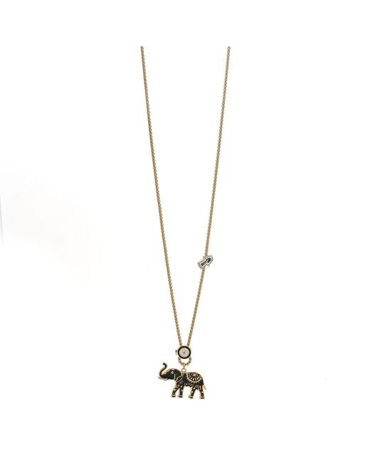 Ebru Jewelry Metallic Spiritual Elephant Talisman Long Chain Necklace