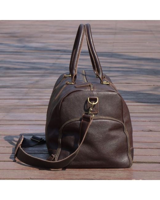 Touri Brown Genuine Leather Gym Bag for men