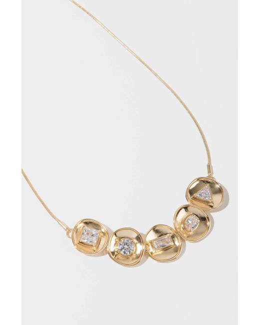 Saachi Natural Plate Multi Crystal Charm Statement Necklace