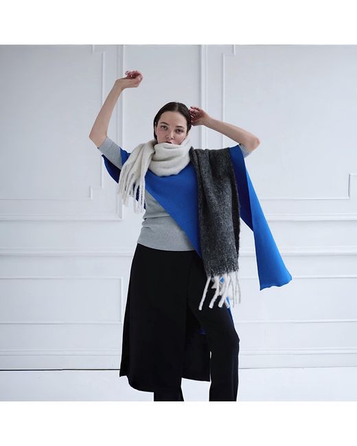 London Atelier Byproduct Gray Wool Blend Two Tone Large Shawl