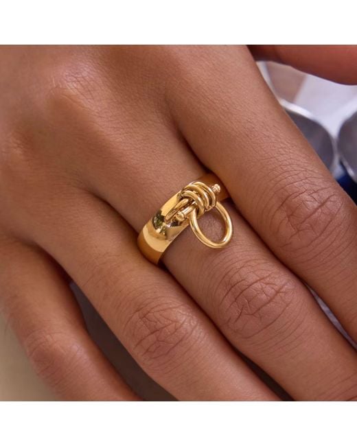 Olivia Le Metallic Circle Lock Ring