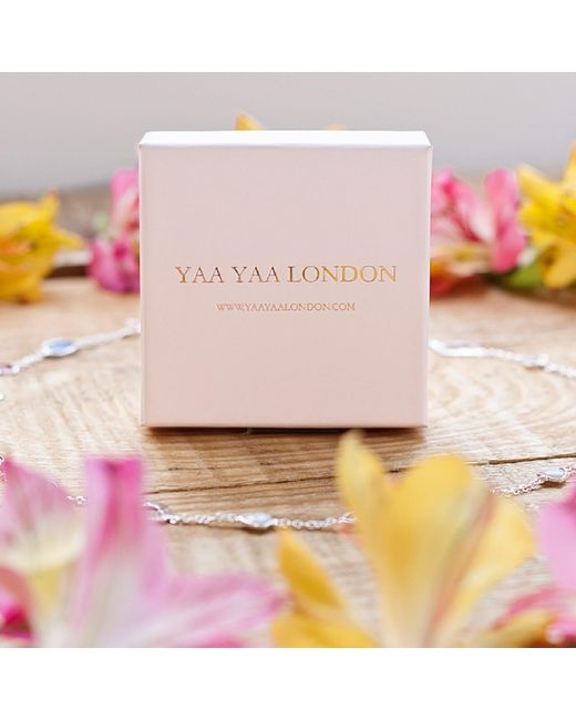 YAA YAA LONDON Gray Sterling Silver Grande Black Ink Grey Gemstone Adjustable Ring