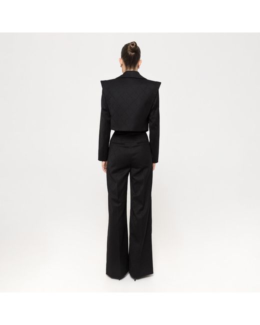 Nissa Black Logo-Print Wool Pants