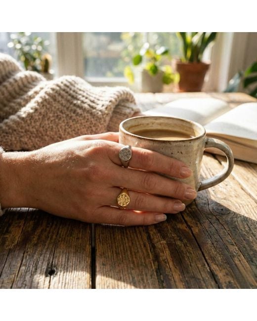 Spero London White Star Sun Stackable Sterling Signet Ring