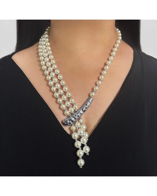 Hzmer Jewelry Metallic The Harsha Pearl Statement Necklace