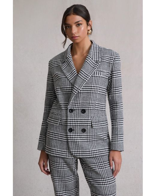 Hay Life Gray Double Breasted Check Blazer