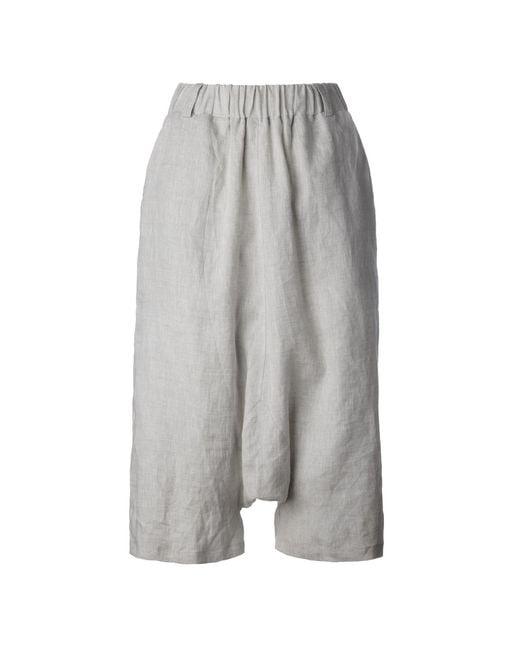Jana Coshè Gray Neutrals Natural Linen Harem Pants With Relaxed Drop Crotch Fit